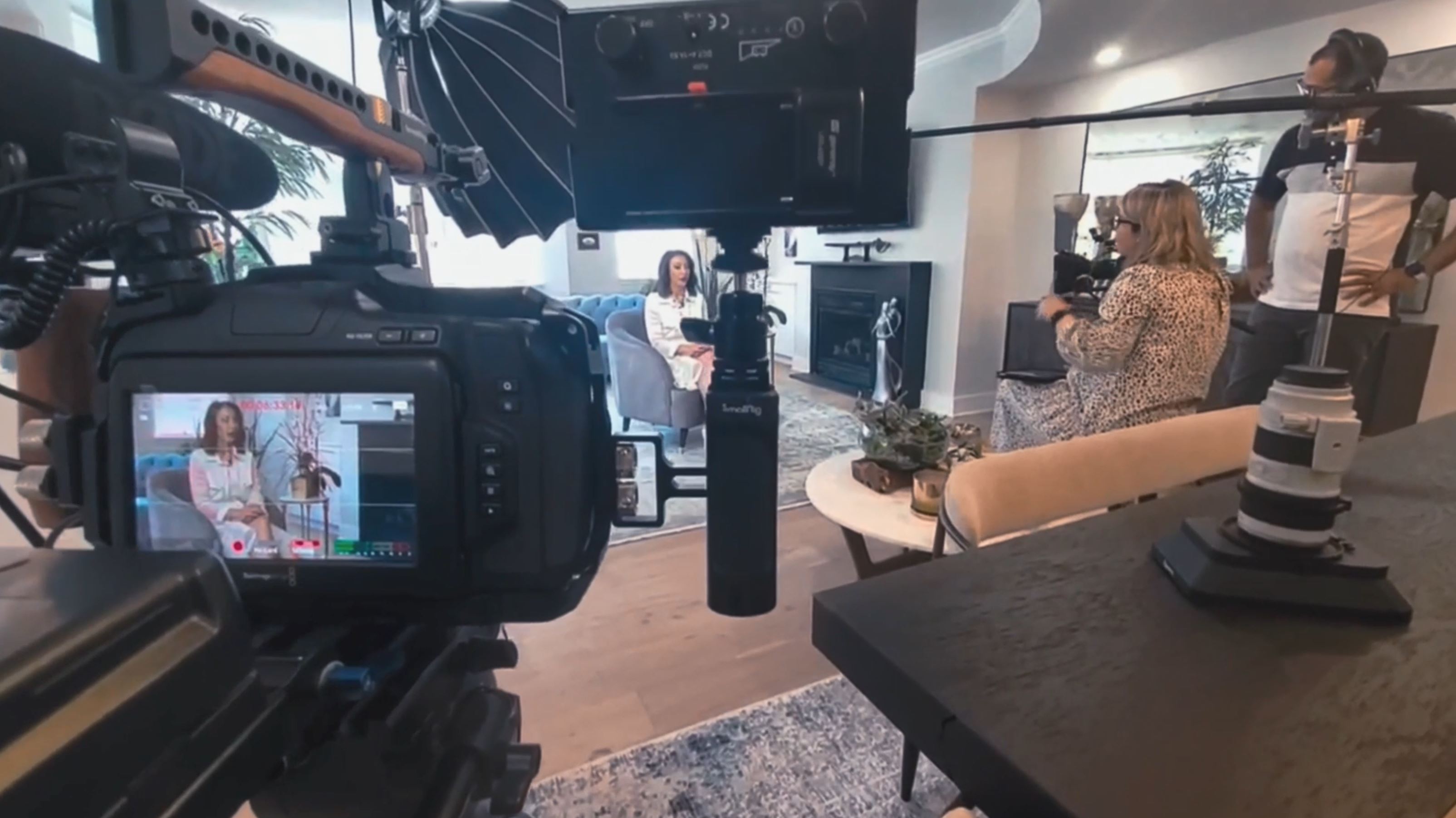 Behind-the-scenes frame from Anita Abdeshahian's testimonial
