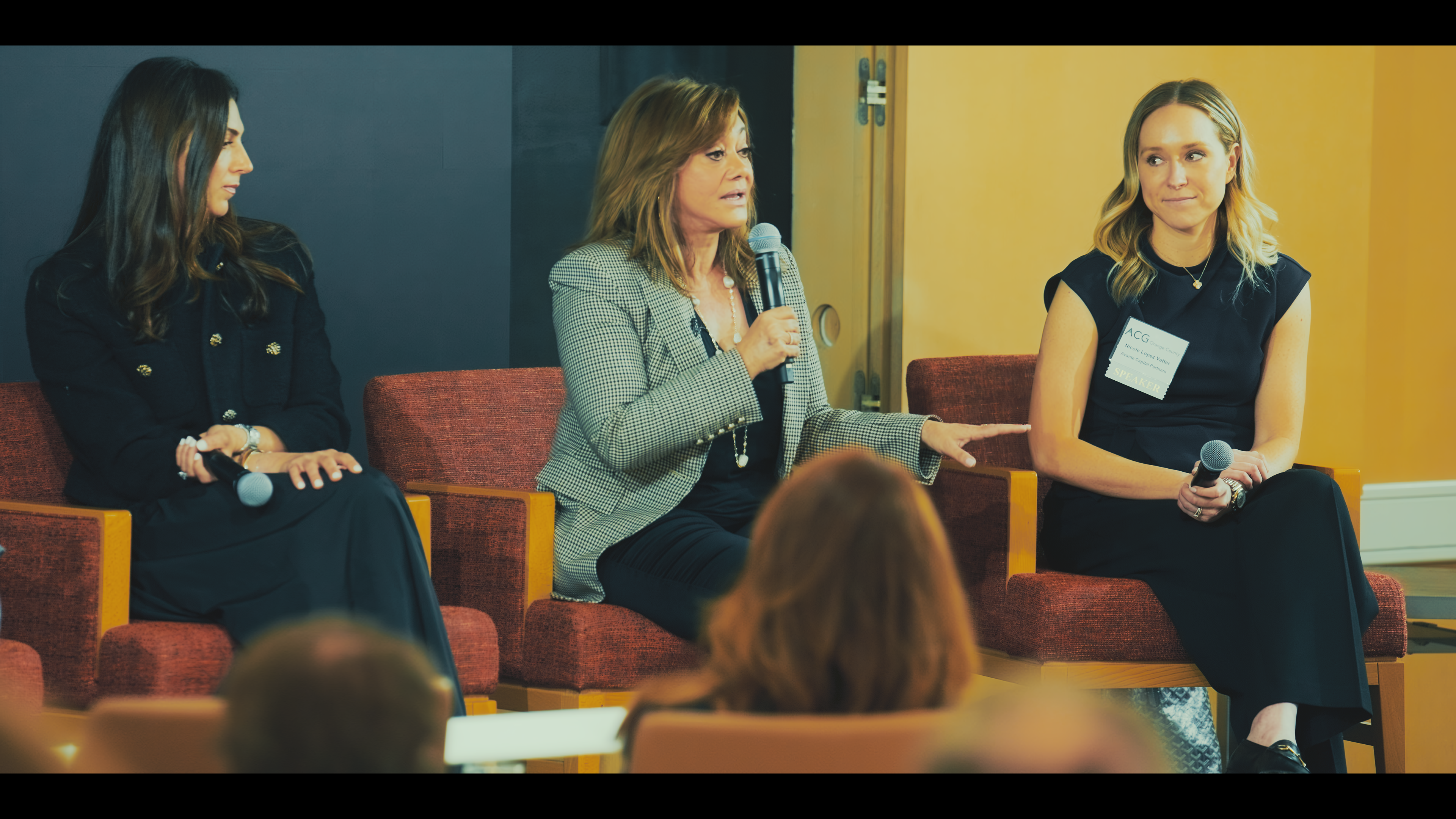 Shirin Behzadi speaking during a panel discussion